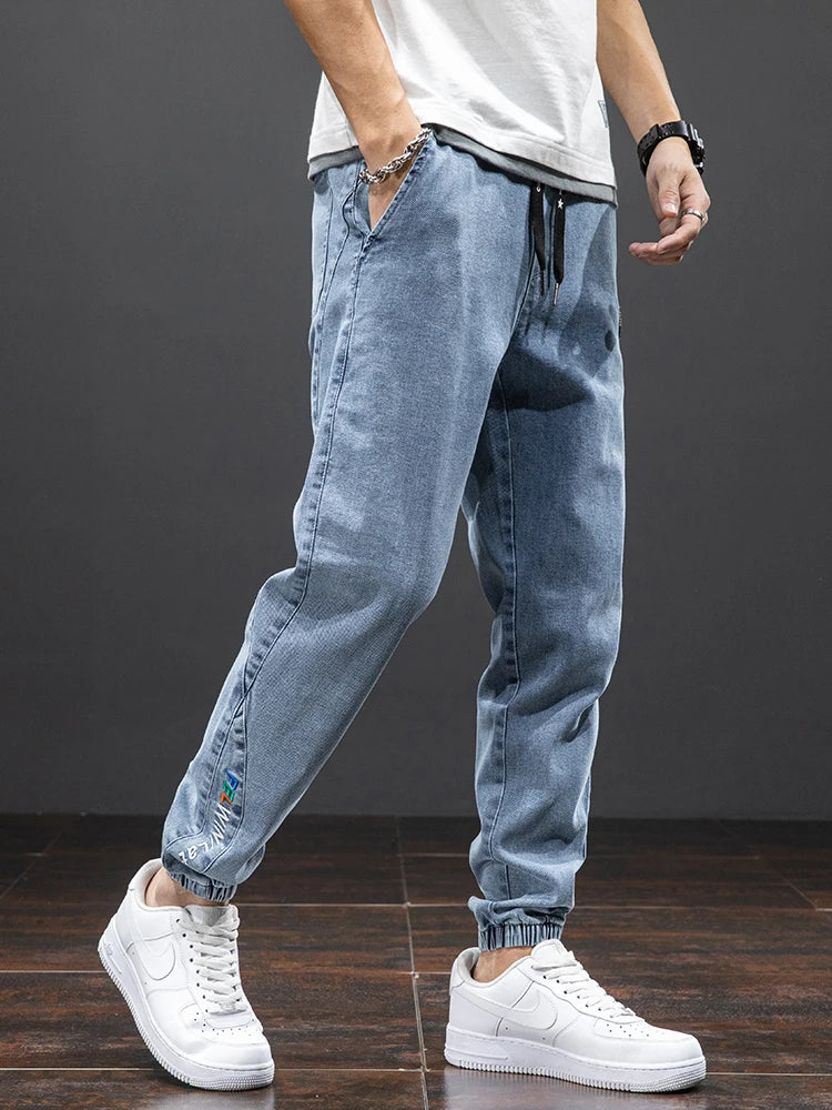 Men’s Cargo Jeans – Black/Blue Joggers, Baggy Fit, Plus Sizes 6XL–8XL