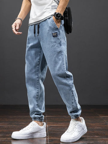 Men’s Cargo Jeans – Black/Blue Joggers, Baggy Fit, Plus Sizes 6XL–8XL