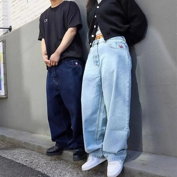 Y2K Big Boy Baggy Jeans – Unisex Embroidered Streetwear Denim