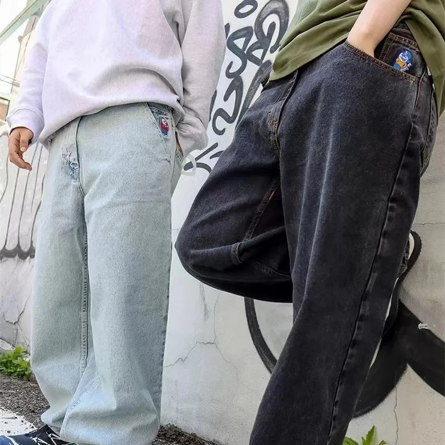 Y2K Big Boy Baggy Jeans – Unisex Embroidered Streetwear Denim