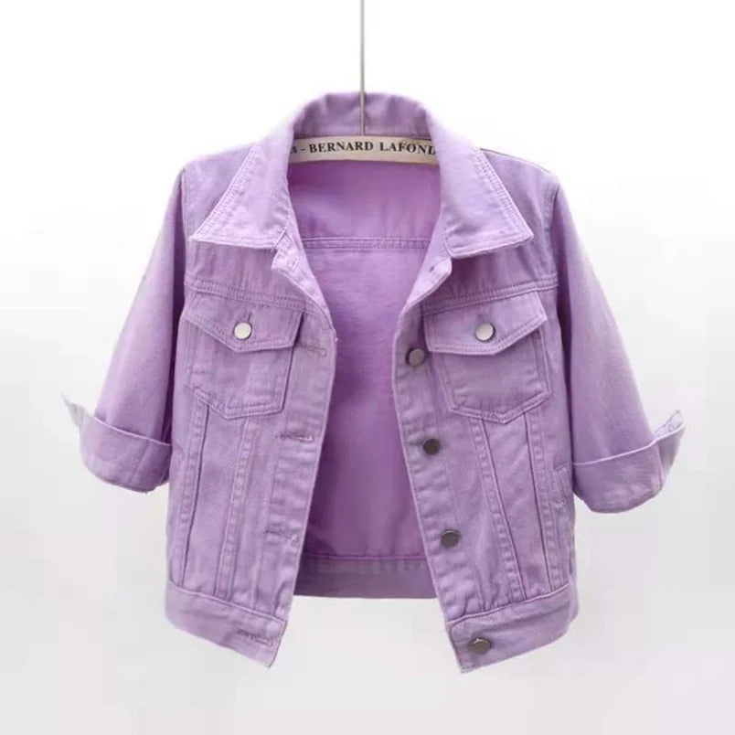 Women's Colorblock Denim Jacket – Short Spring/Autumn Outerwear